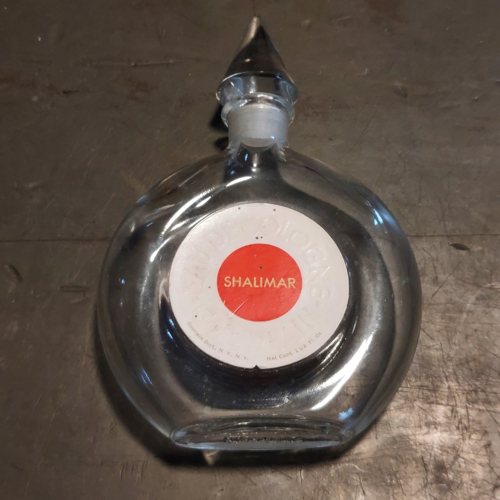 Vintage Guerlain Shalimar Eau de Cologne Empty Glass Bottle 1.5oz Made in France